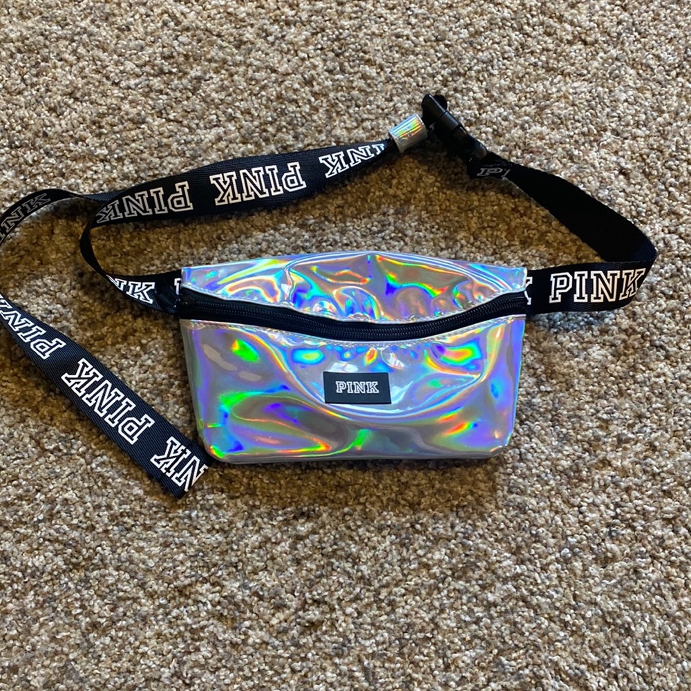 holographic pink belt bag